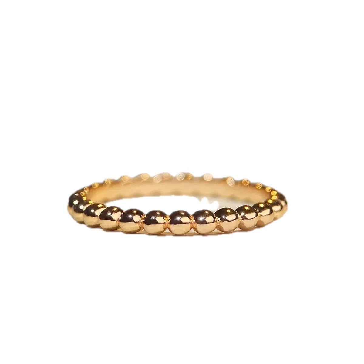 18K Gold-Plated 925 Sterling Silver Bead Ring for Women