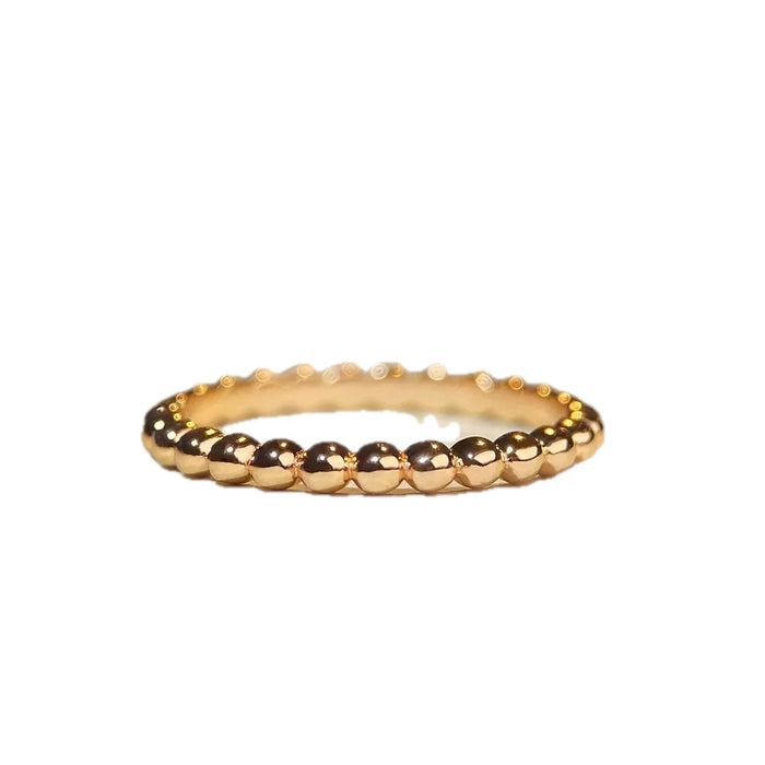18K Gold-Plated 925 Sterling Silver Bead Ring for Women