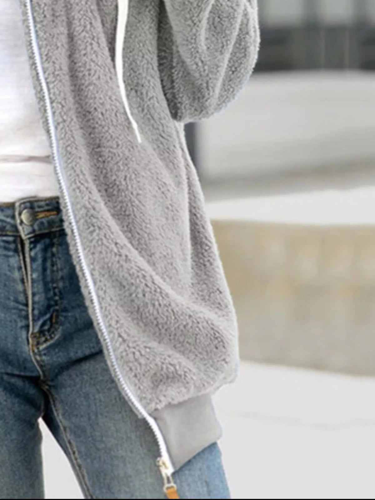 Cozy Fleece Zip-Up Hooded Jacket Plus Size