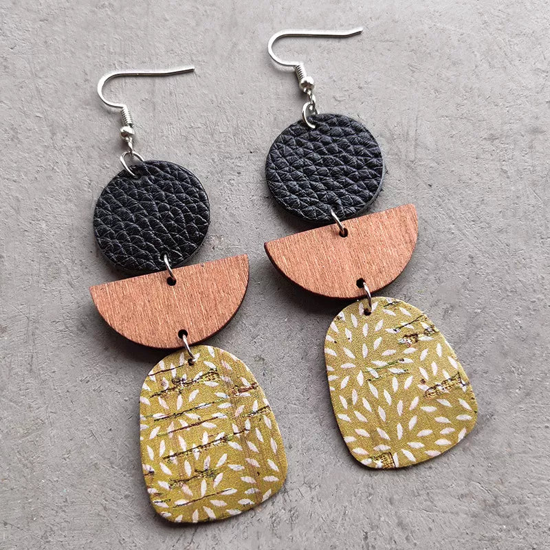 Leather & Wood Drop Earrings – image 6 | Lilixa Trending Jewelry