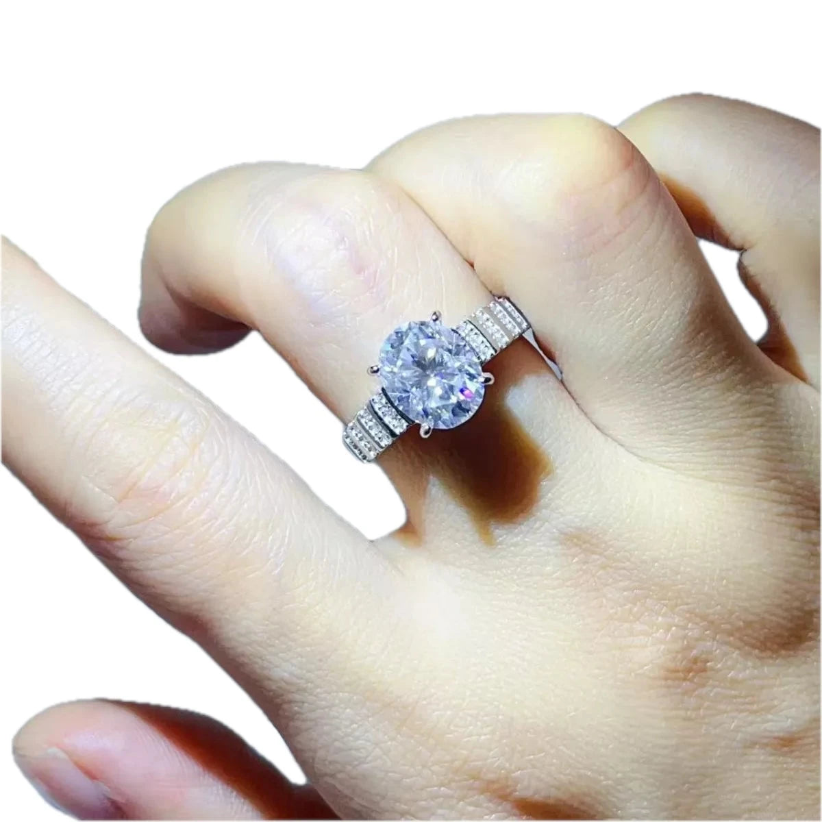 3 Carat Moissanite Oval 925 Sterling Silver Ring for Women