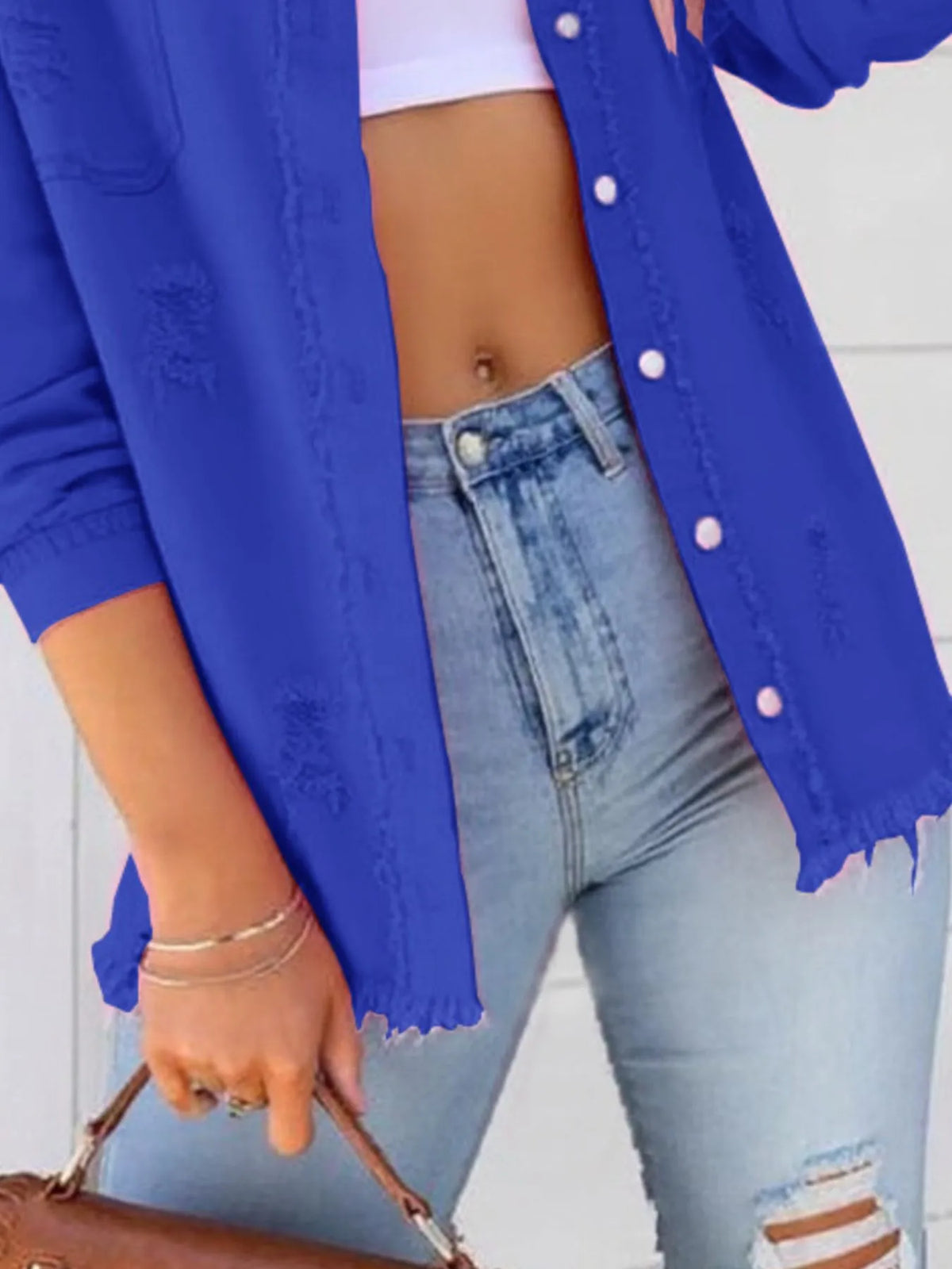 Distressed Frayed Denim Jacket