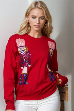 Double Take Sequin Nutcracker Sweater