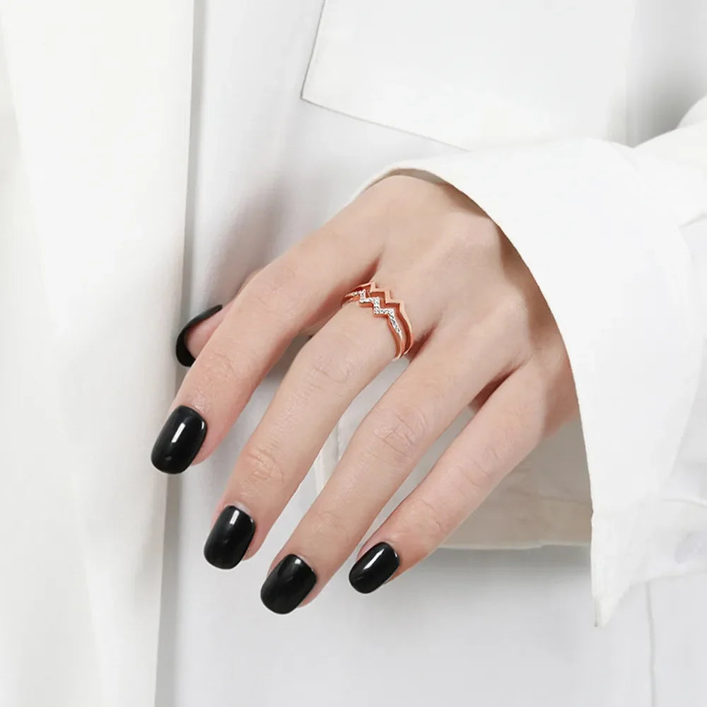Wave Shape Inlaid Zircon Open Ring – image 7 | Lilixa Trending Jewelry