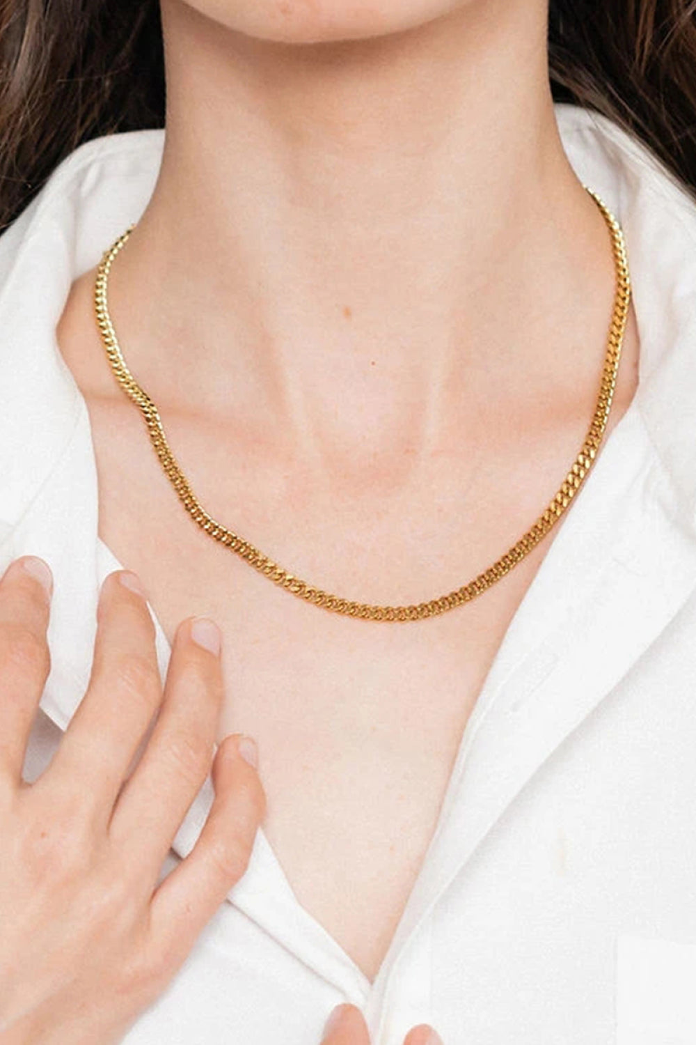 18K Gold Plated Curb Chain Necklace for Women