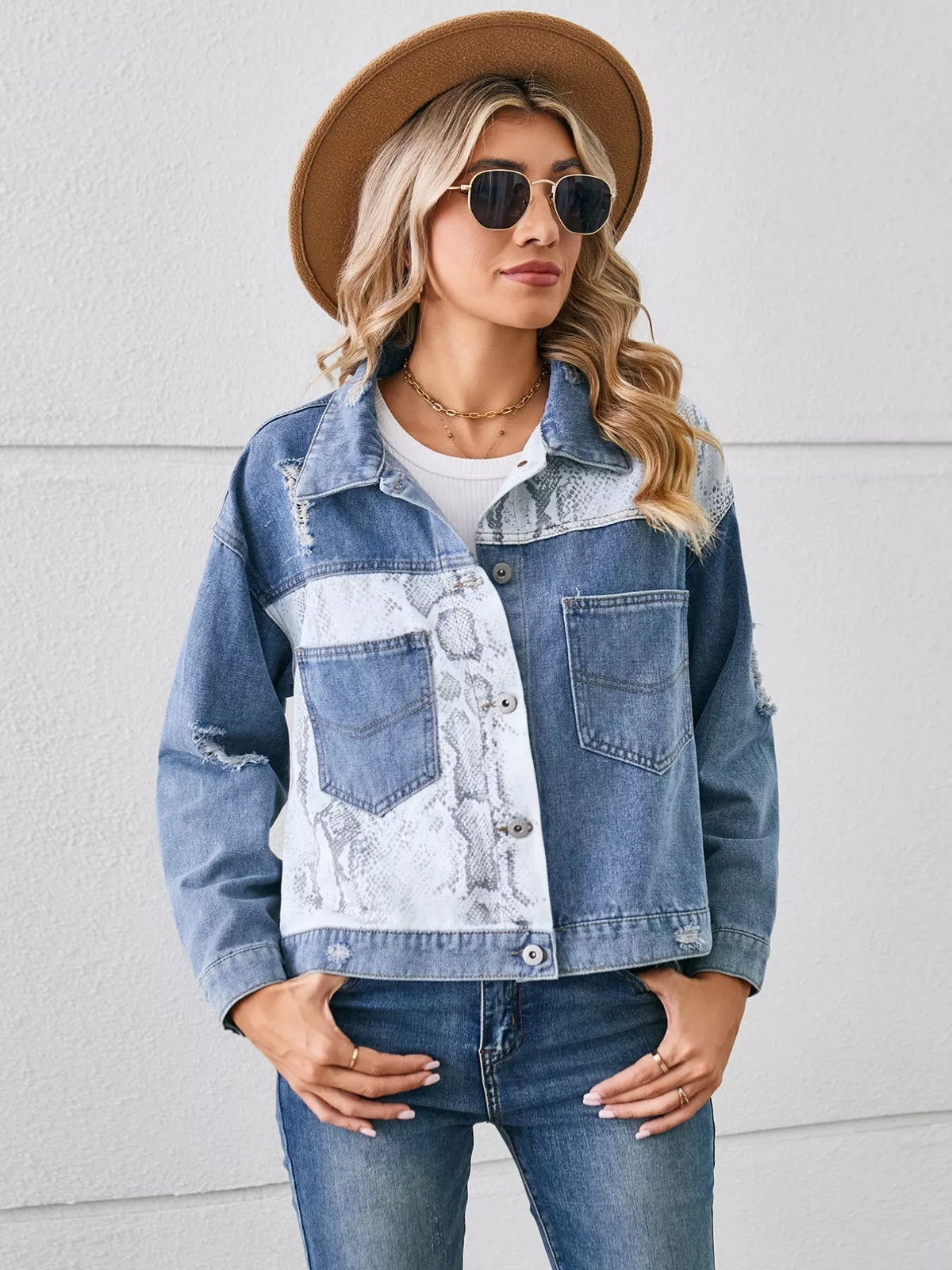 Snake Print Denim Jacket