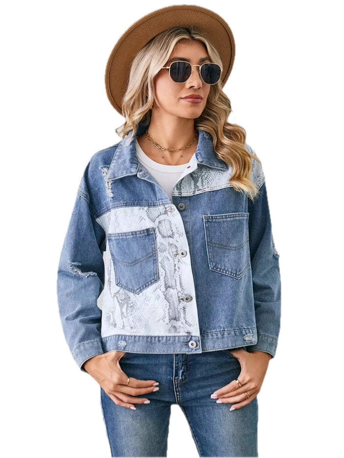 Snake Print Denim Jacket