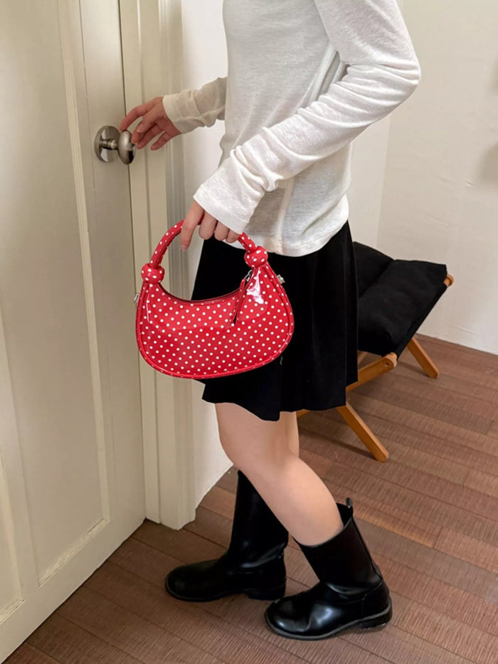 Polka Dot Crescent Crossbody Bag