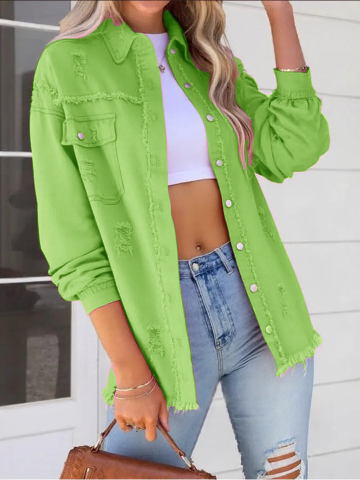 Distressed Frayed Denim Jacket