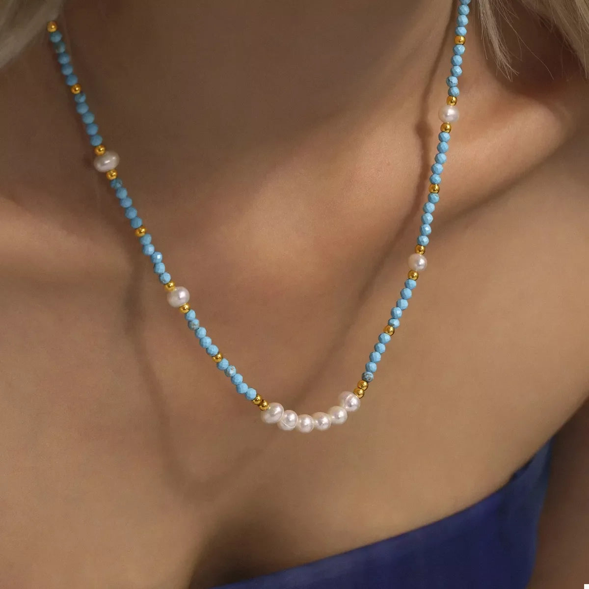 Turquoise Pearl Beaded Necklace – image 2 | Lilixa Trending Jewelry