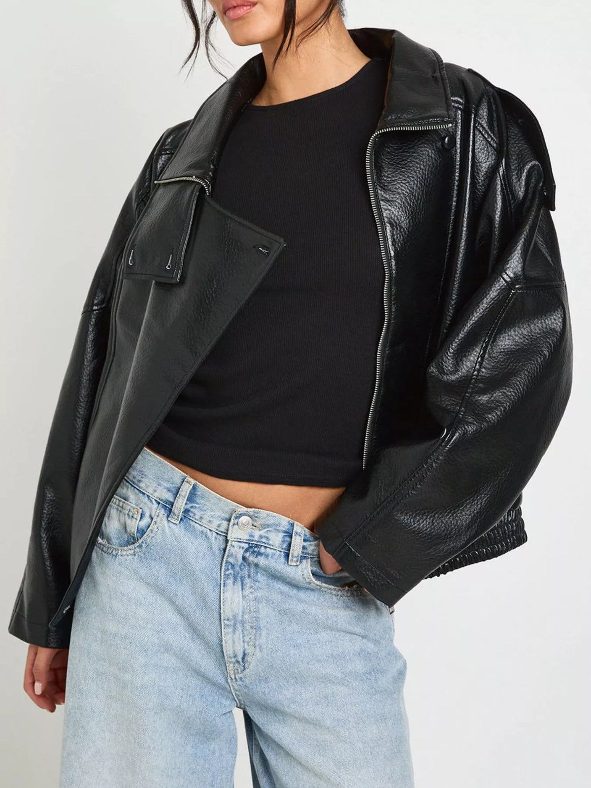 Faux Leather Moto Jacket