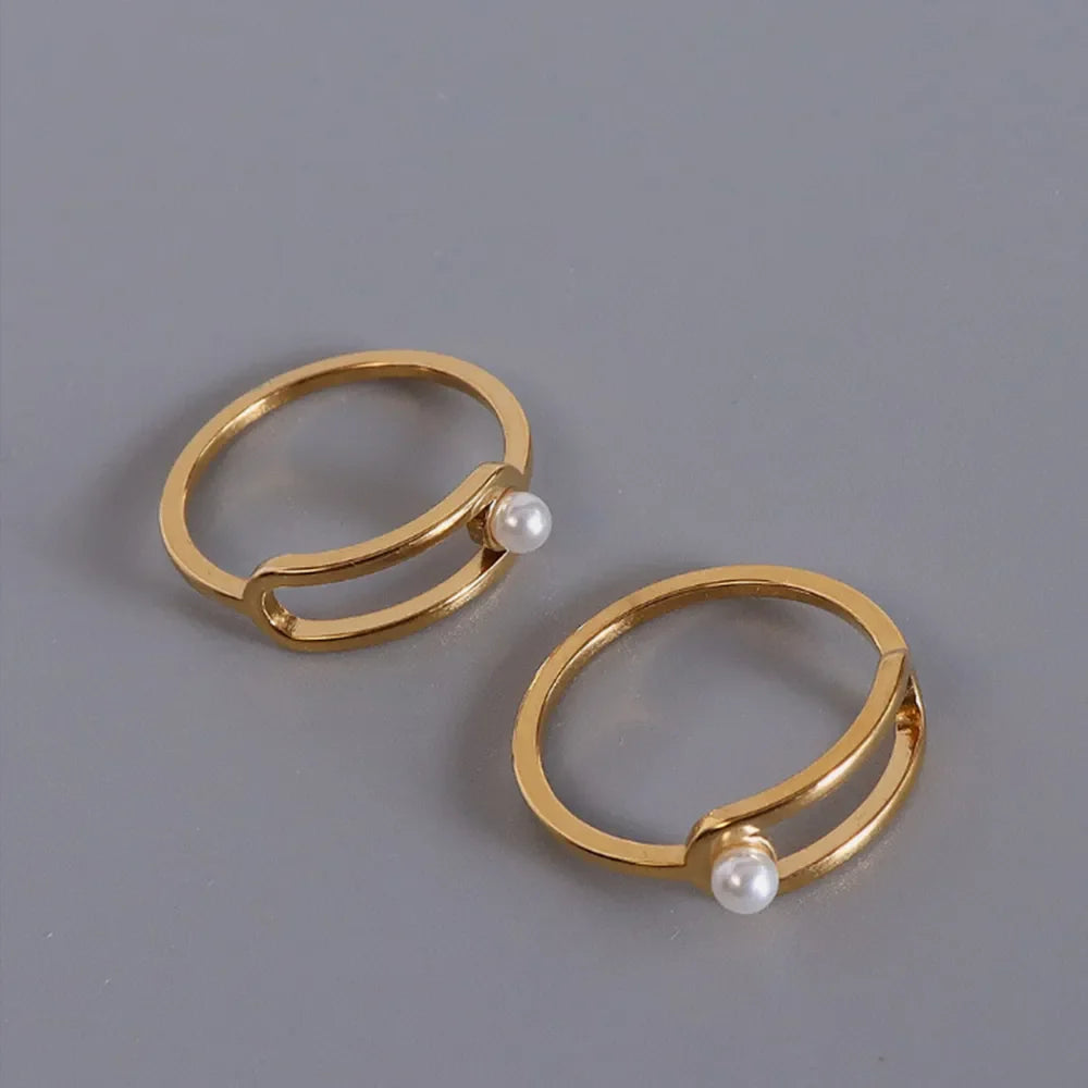 Synthetic Pearl Titanium Steel Ring – image 2 | Lilixa Trending Jewelry