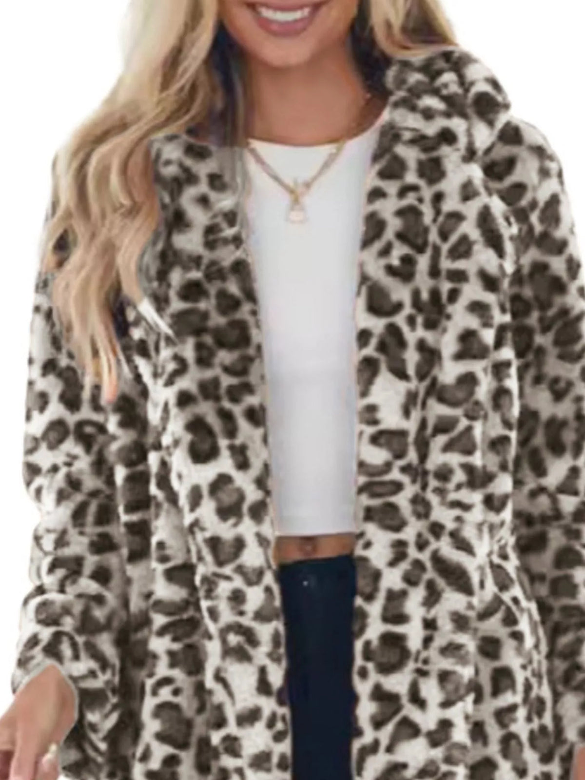 Leopard Open Front Outerwear Plus Size
