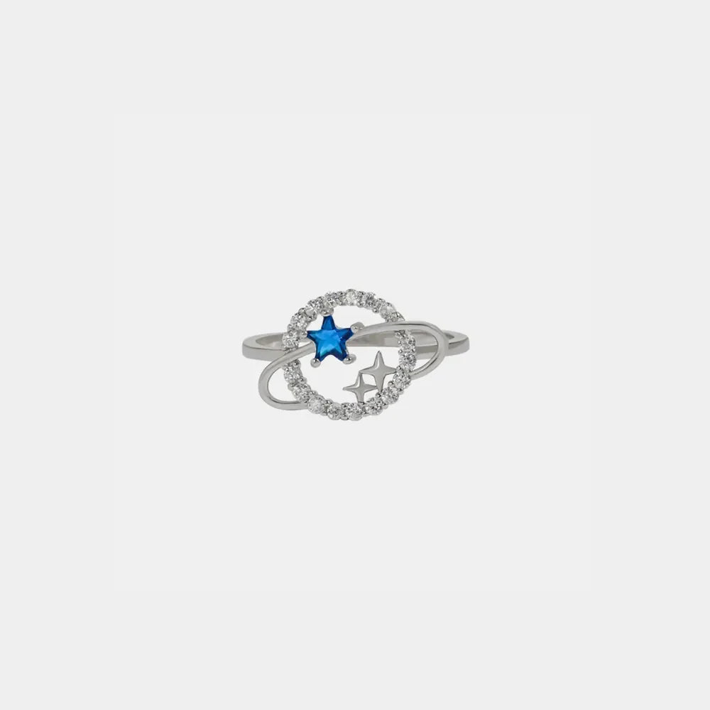 Planet Shape Inlaid Zircon 925 Sterling Silver Ring – image 2 | Lilixa Trending Jewelry