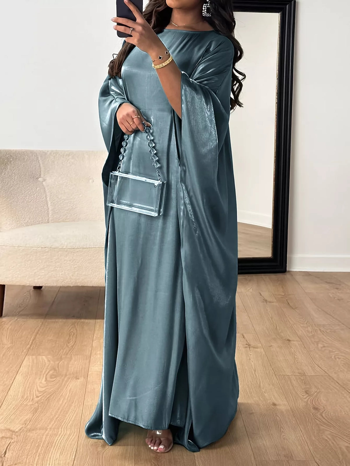 Crew Neck Kimono Sleeve Maxi Dress for Women