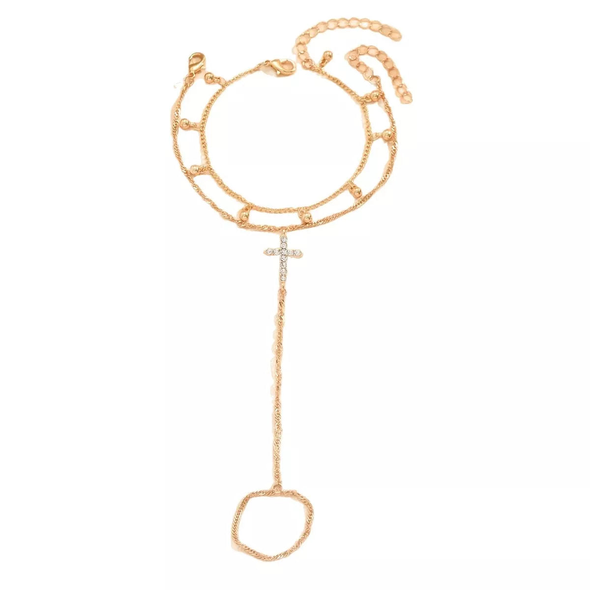 18K Gold-Plated Chain Cross Bracelet for Women
