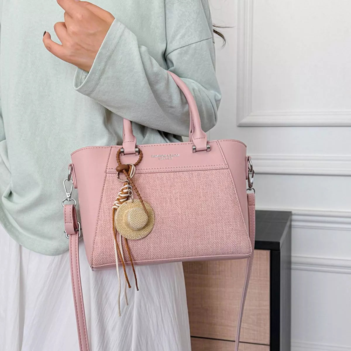 Color Block Top Handle Crossbody Bag
