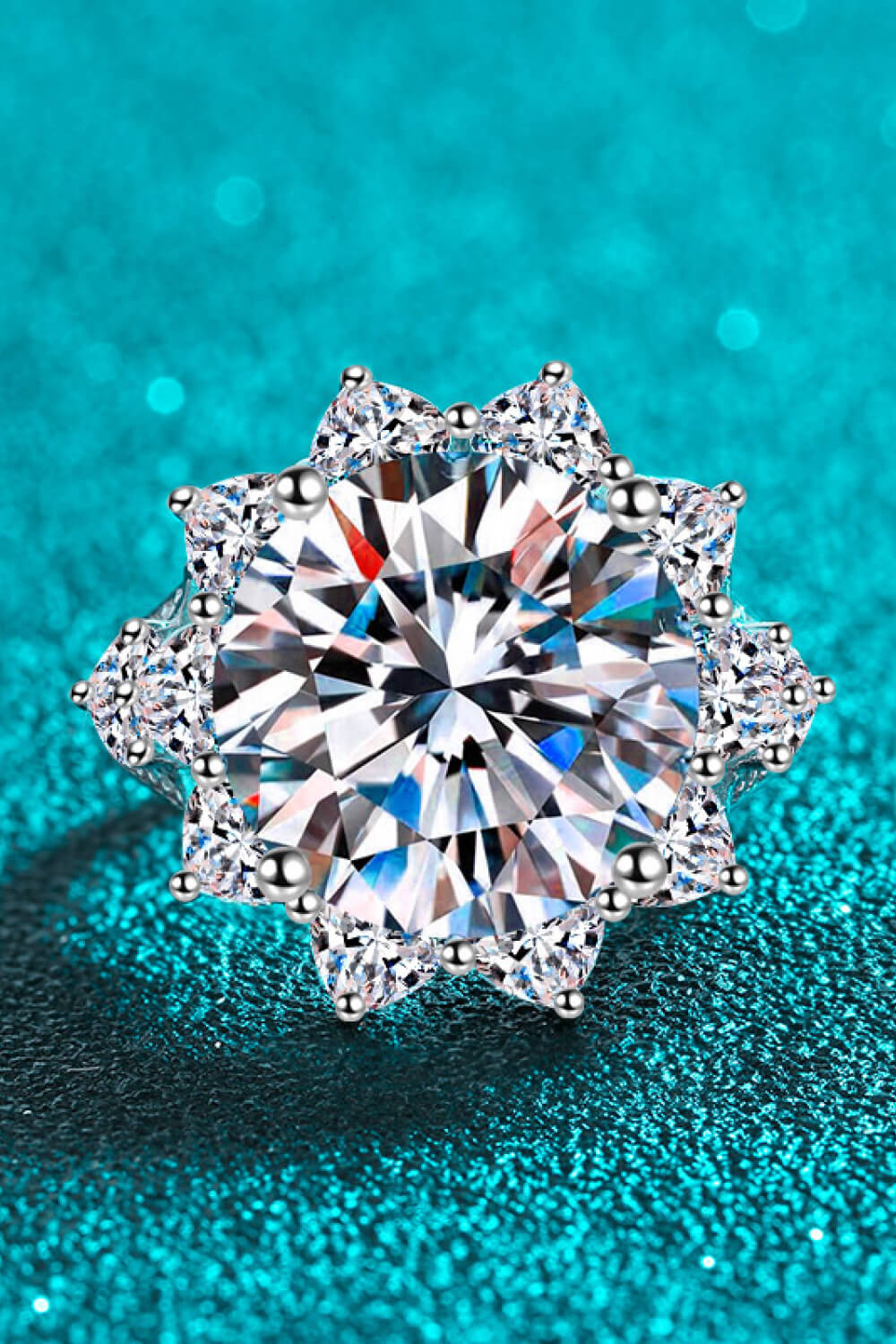 10 Carat Moissanite Flower-Shaped Ring for Women