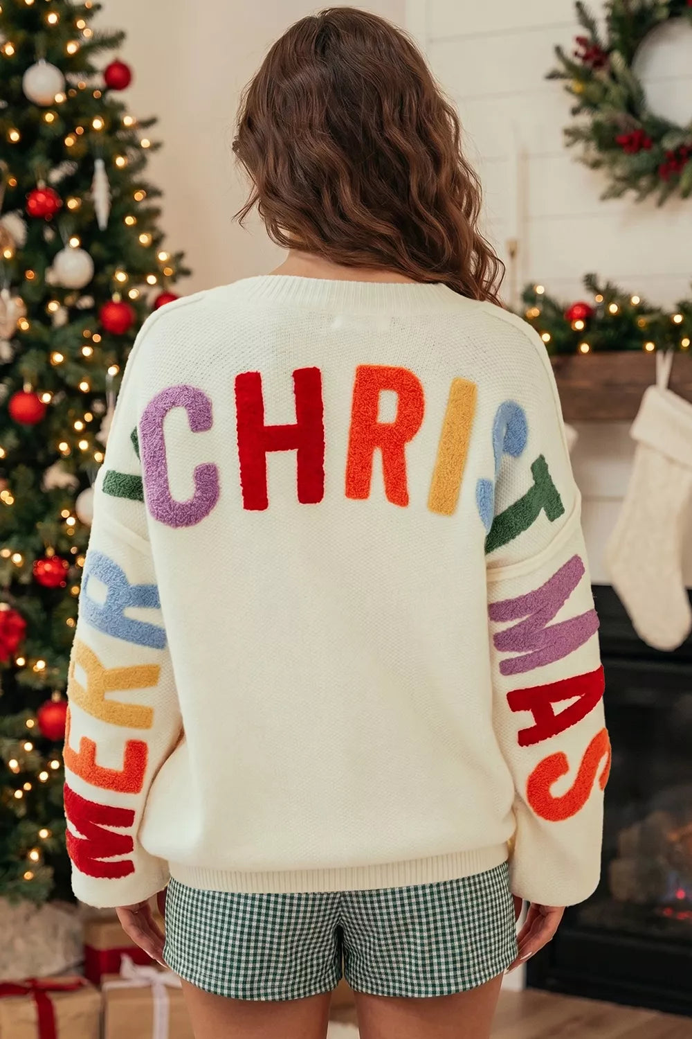 'HO HO HO' Button Up Knit Cardigan for Women