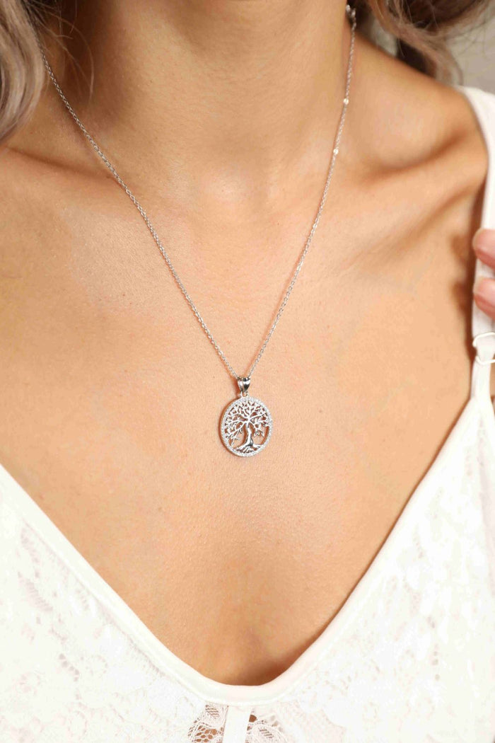Adored 925 Sterling Silver Moissanite Tree Pendant Necklace for Women