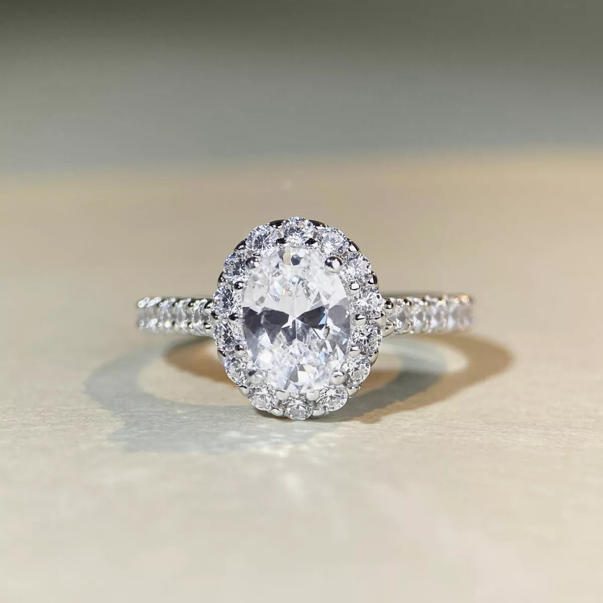 1.5 Carat Moissanite 925 Sterling Silver Oval Ring for Women