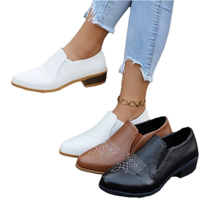 Western Block Heel Loafers