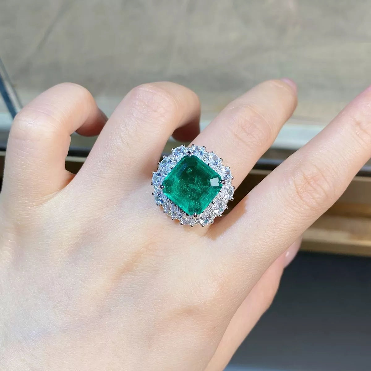 925 Sterling Silver Zircon Ring for Women in Green