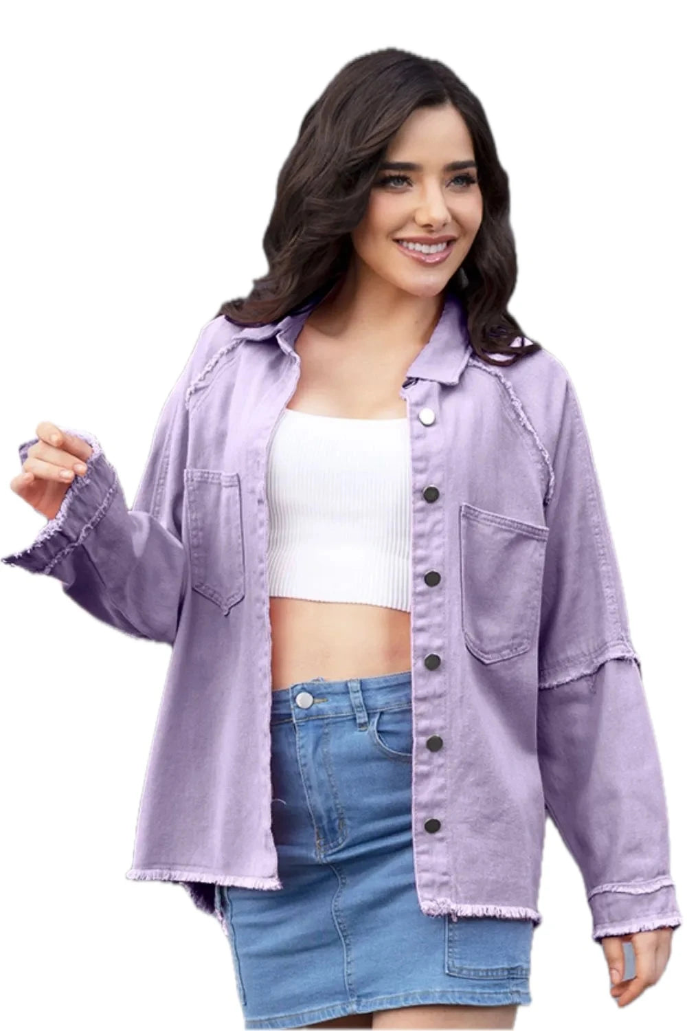 Raw Hem Pocket Denim Jacket