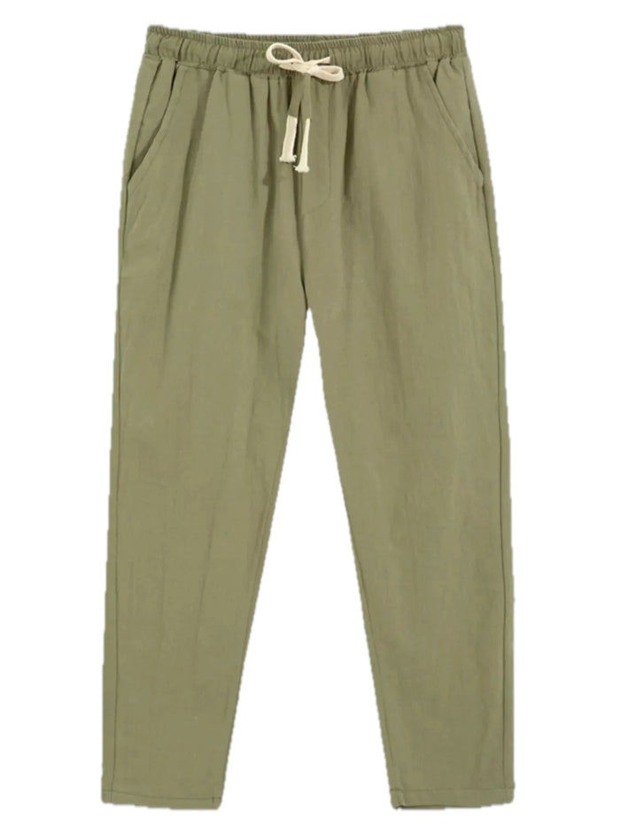 Men's Front Crease Drawstring Loose Fit Pants Plus Size