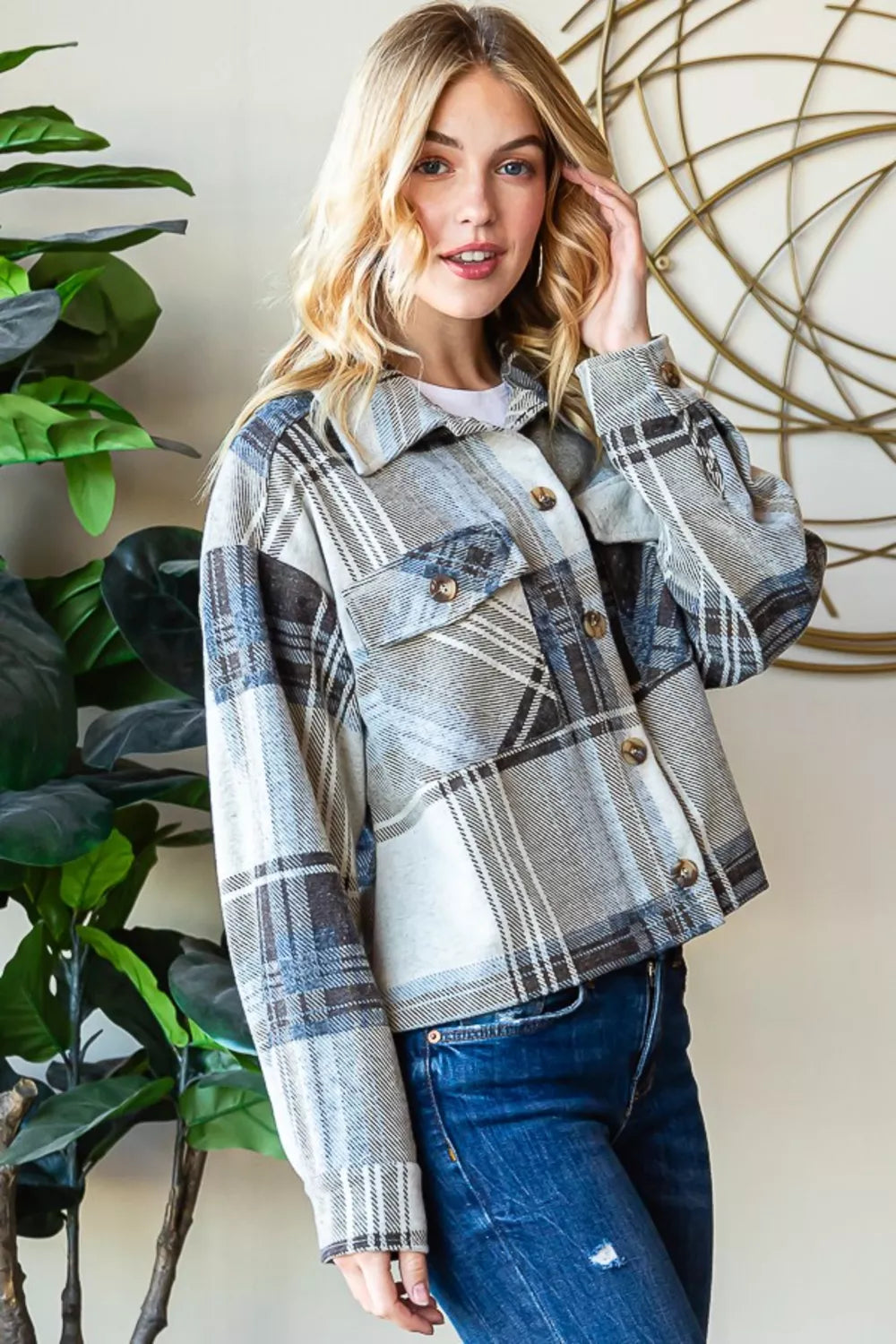 Reborn J Plaid Shacket