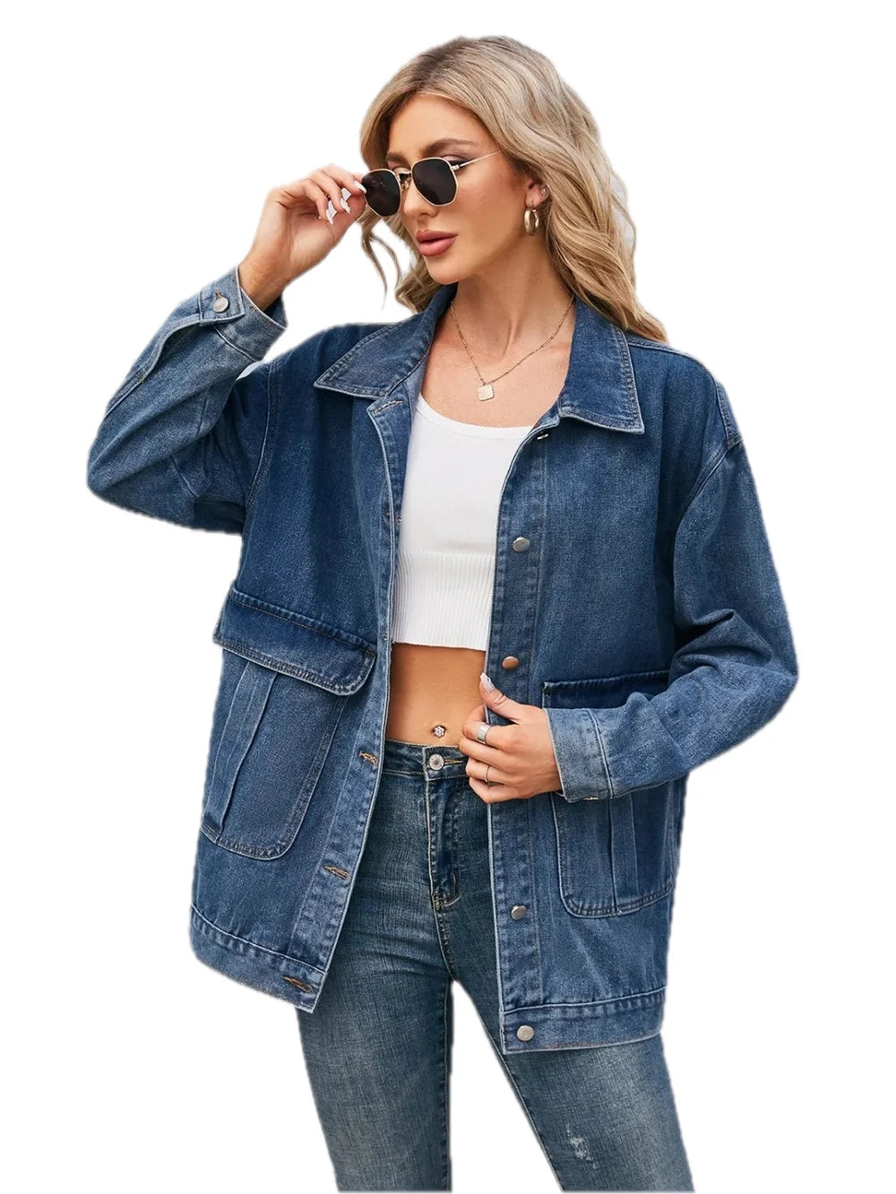 Rayon Long Sleeve Denim Jacket