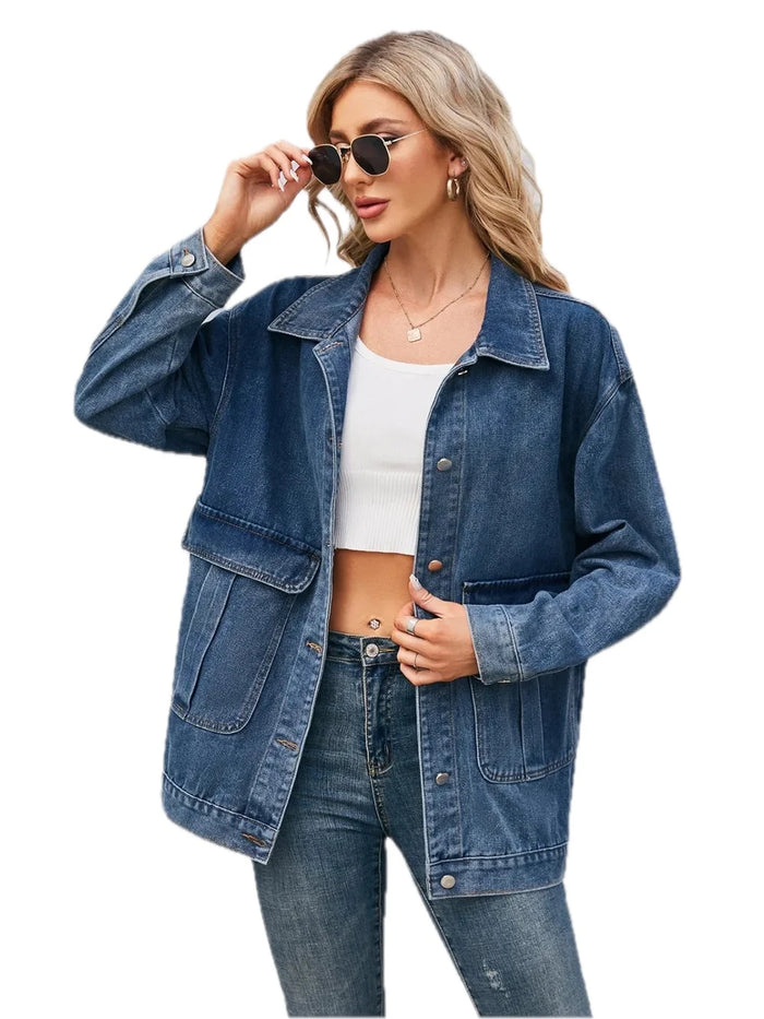 Rayon Long Sleeve Denim Jacket