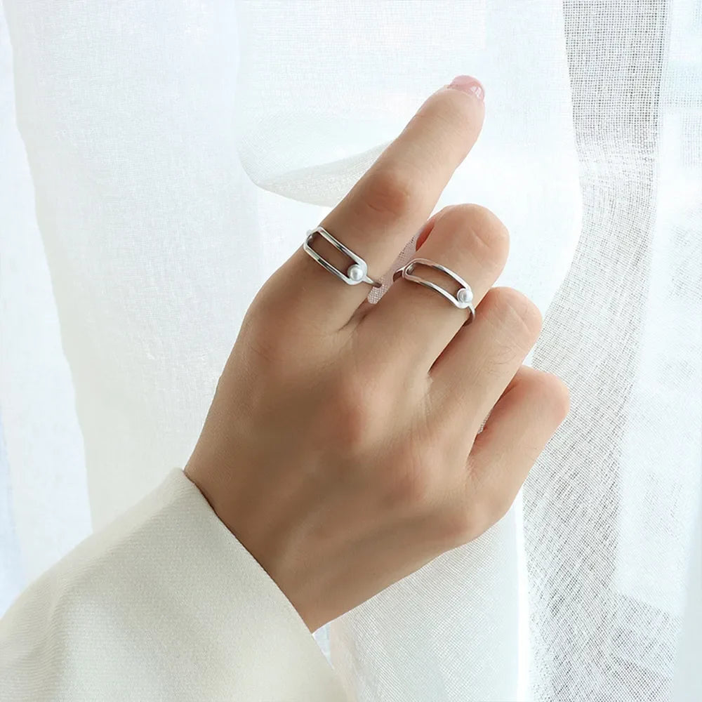 Synthetic Pearl Titanium Steel Ring – image 4 | Lilixa Trending Jewelry