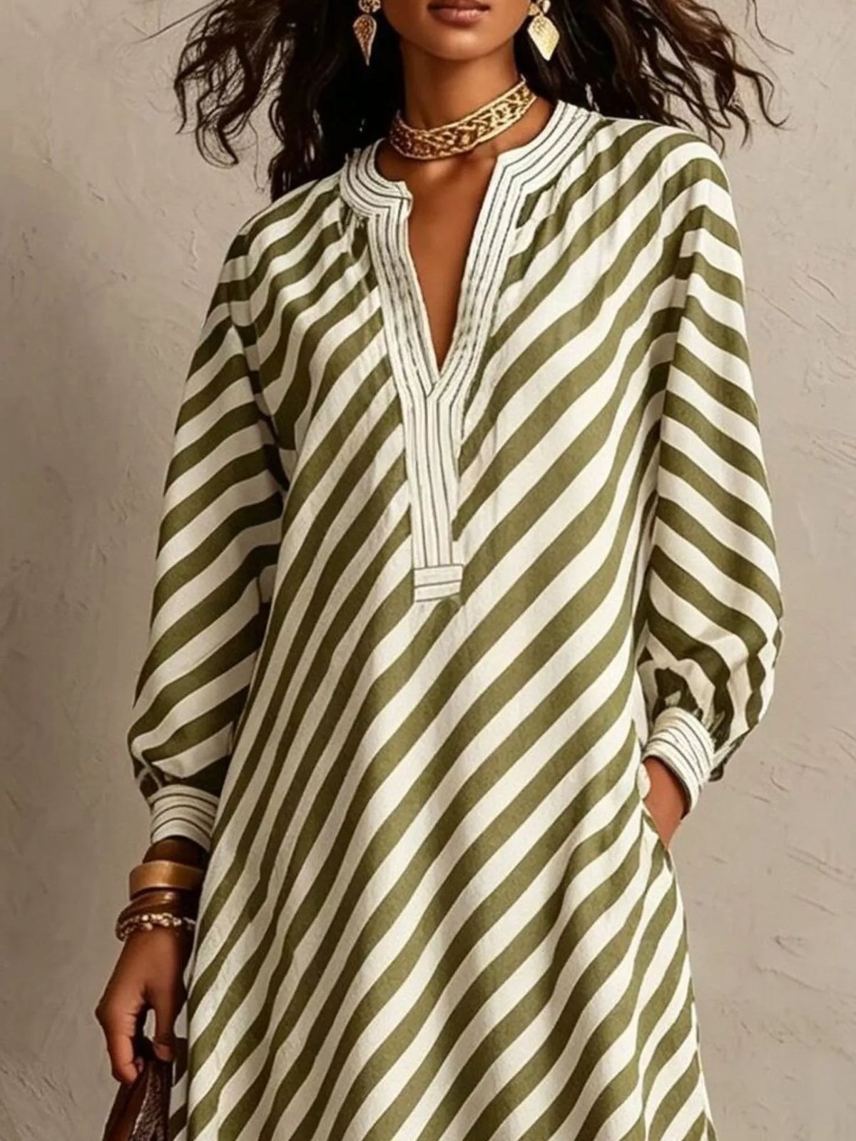 Striped Long Sleeve Maxi Dress