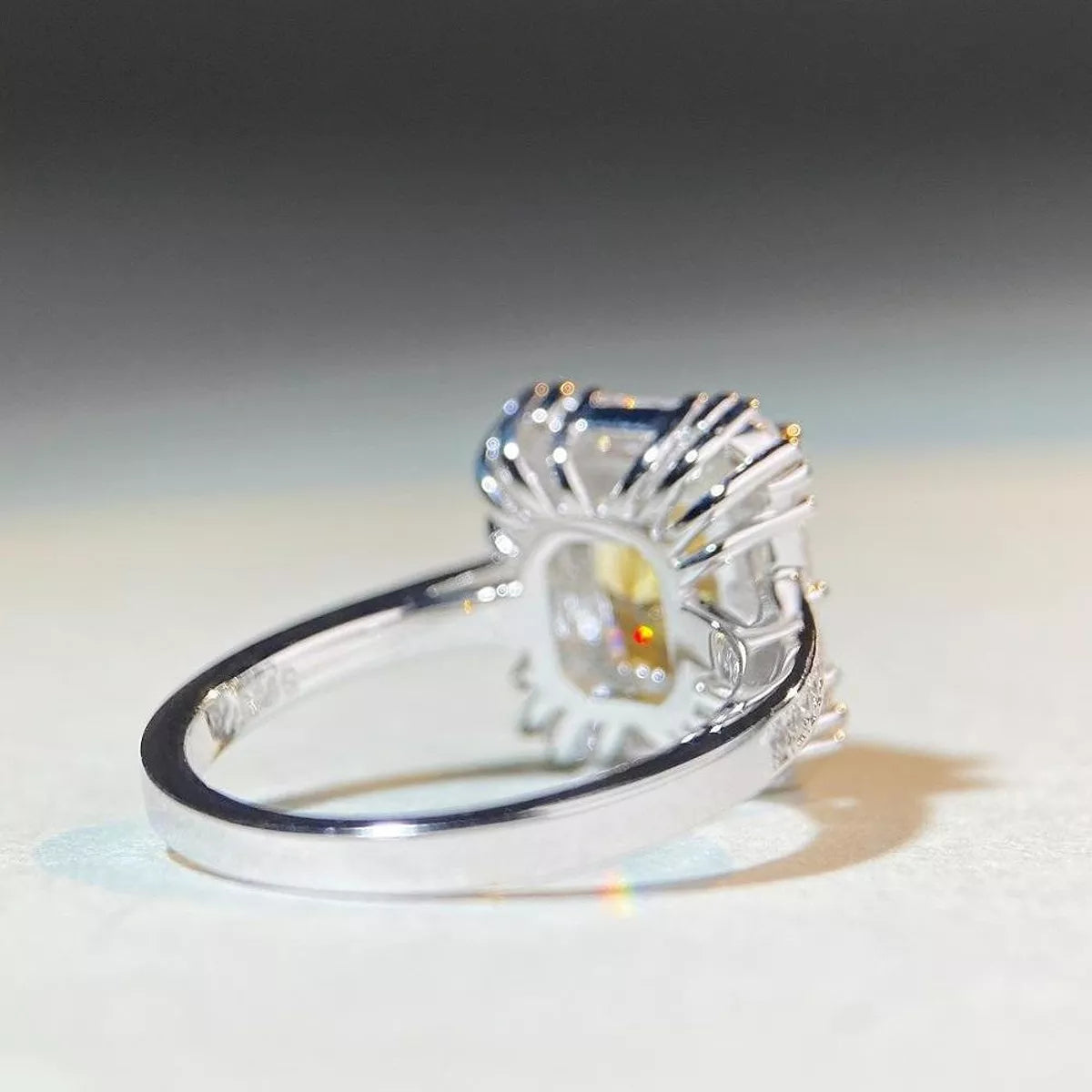 925 Sterling Silver Zircon Geometric Ring for Women in Canary Yellow