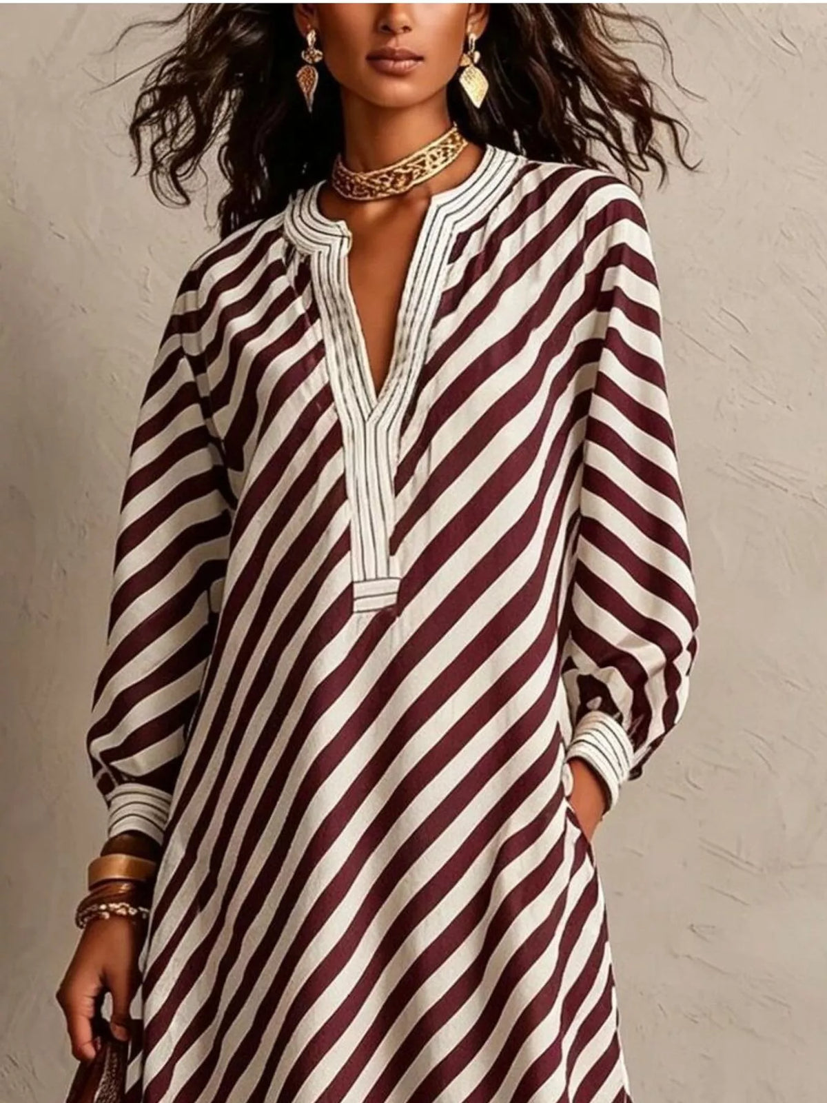 Striped Long Sleeve Maxi Dress
