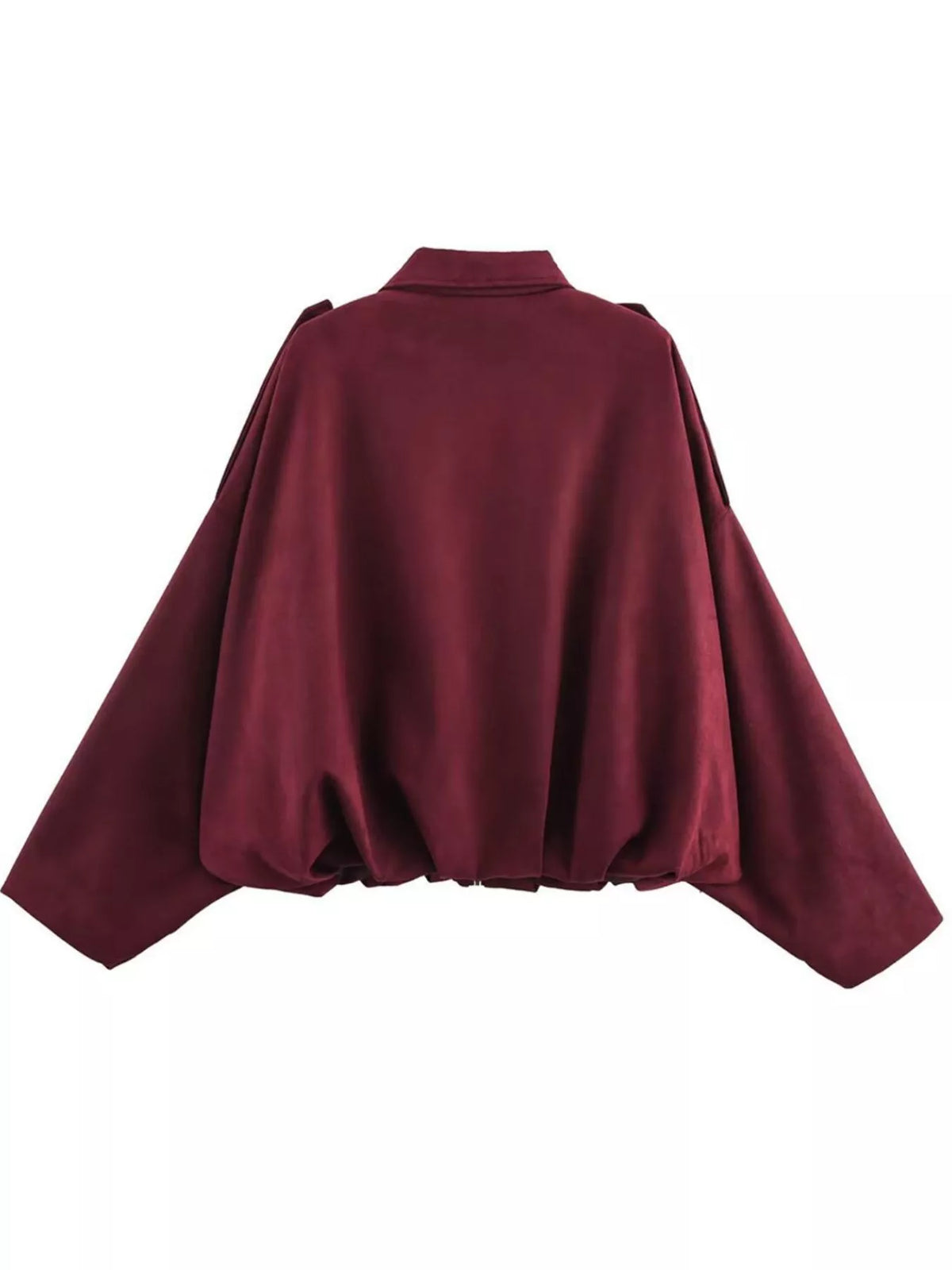 Collared Neck Dropped Shoulder Jacket for Women