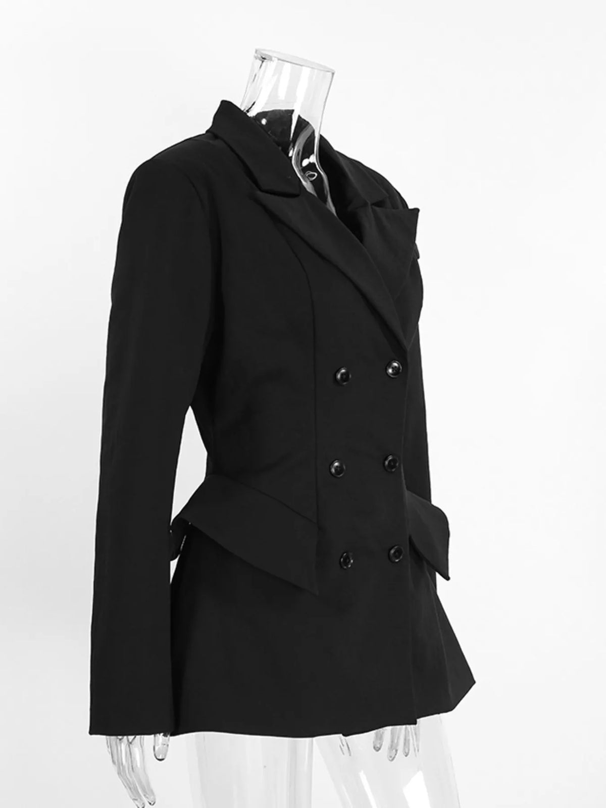 Double Breasted Blazer with Flap Pockets