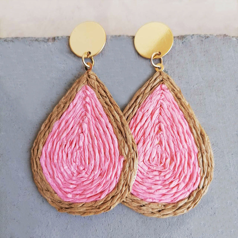 Raffia Grass Teardrop Earrings – image 2 | Lilixa Trending Jewelry