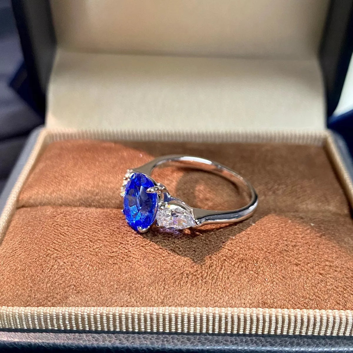 925 Sterling Silver Zircon Ring for Women in Blue