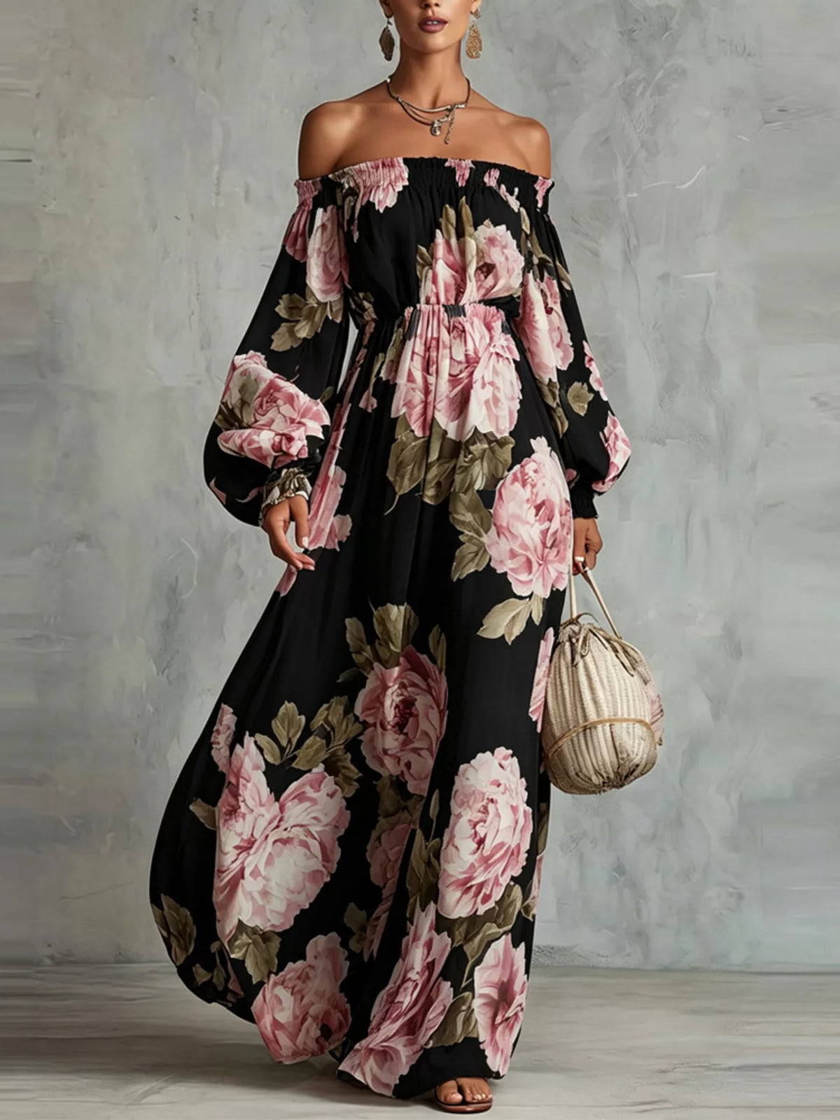 Floral Off Shoulder Maxi Dress for Women