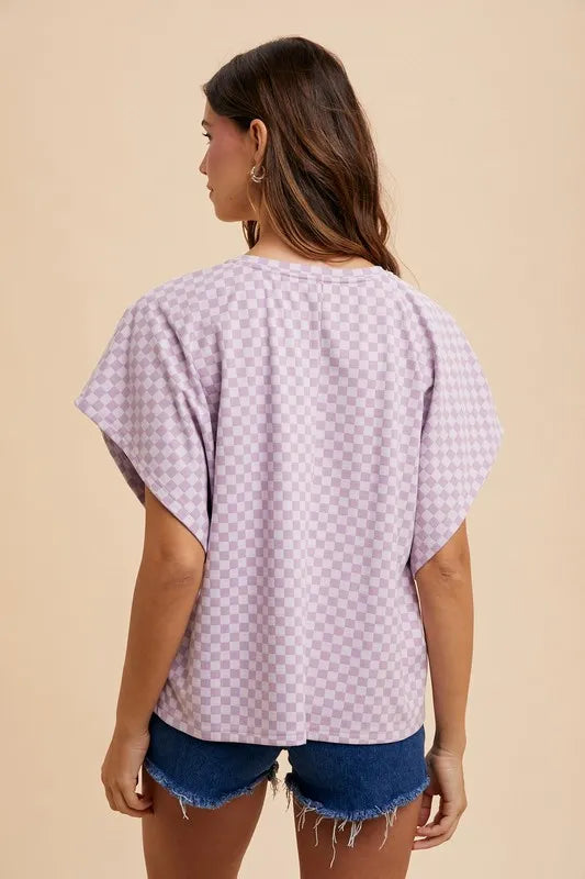Annie Wear Checkered Short Sleeve T-Shirt in Lavender