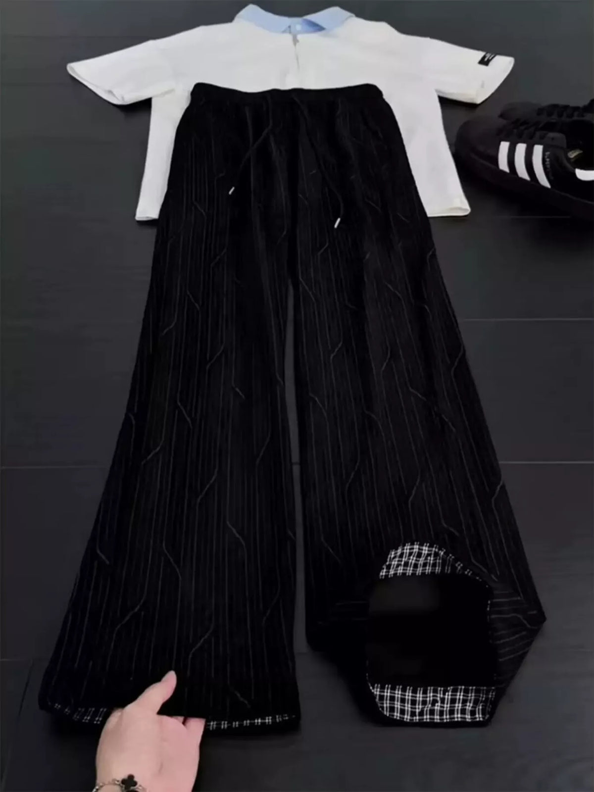 Men's Striped Wide Leg Drawstring Pants Plus Size