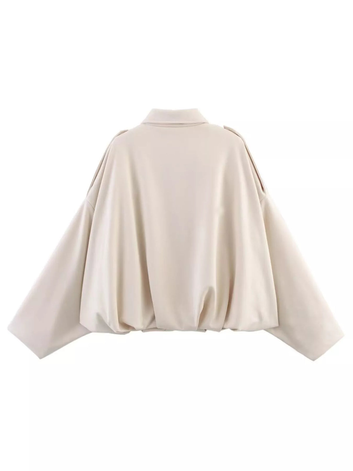 Collared Neck Dropped Shoulder Jacket for Women