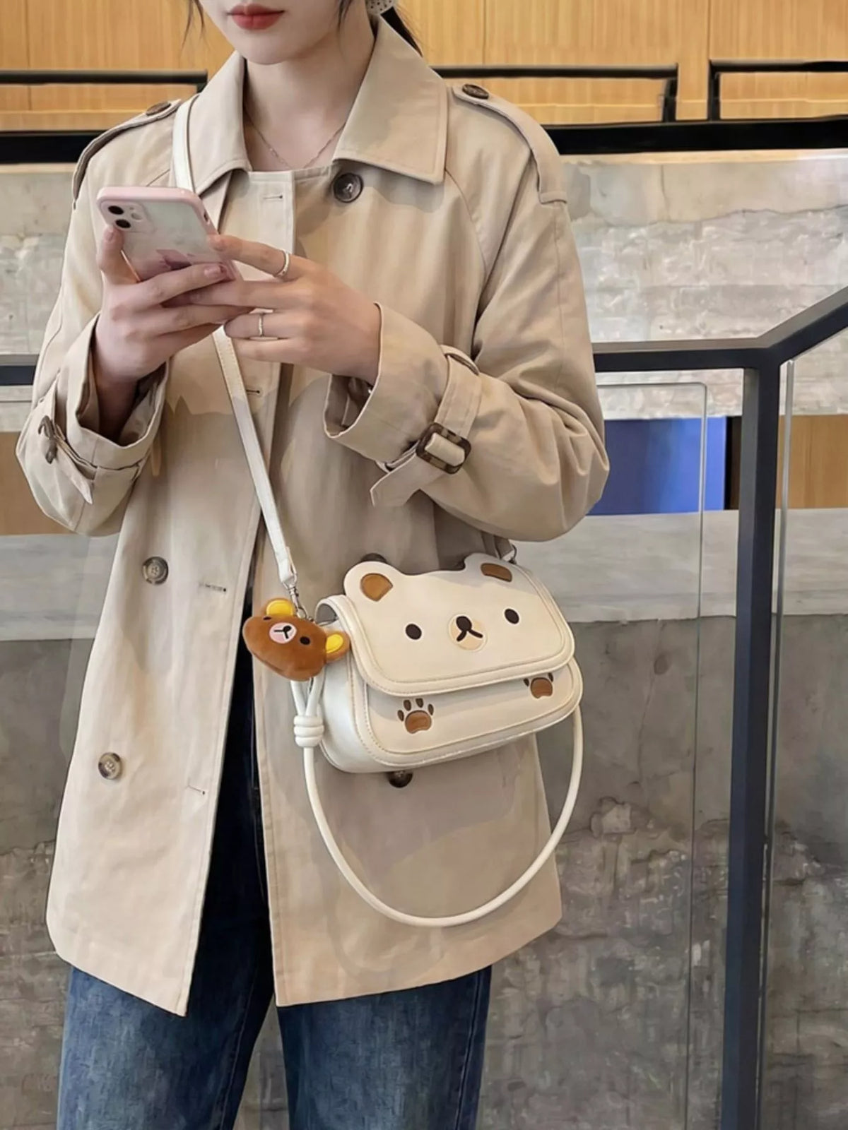 Cartoon Bear Crossbody Bag for Women