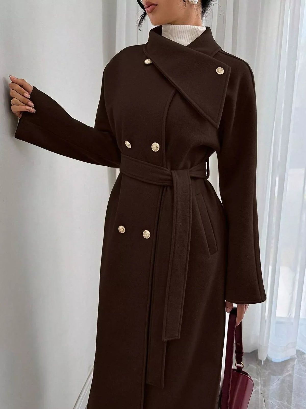 Belted Double Breasted Longline Coat