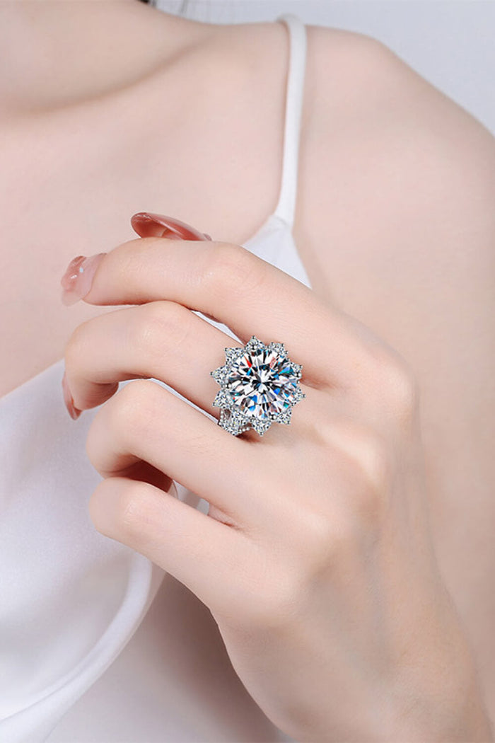 10 Carat Moissanite Flower-Shaped Ring for Women