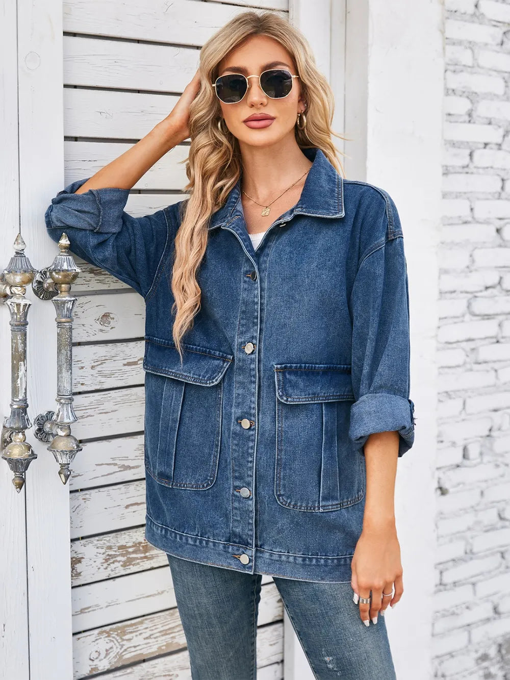 Rayon Long Sleeve Denim Jacket