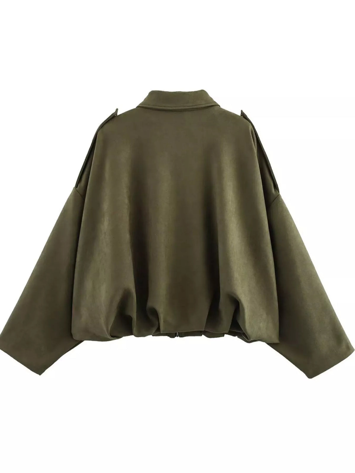 Collared Neck Dropped Shoulder Jacket for Women