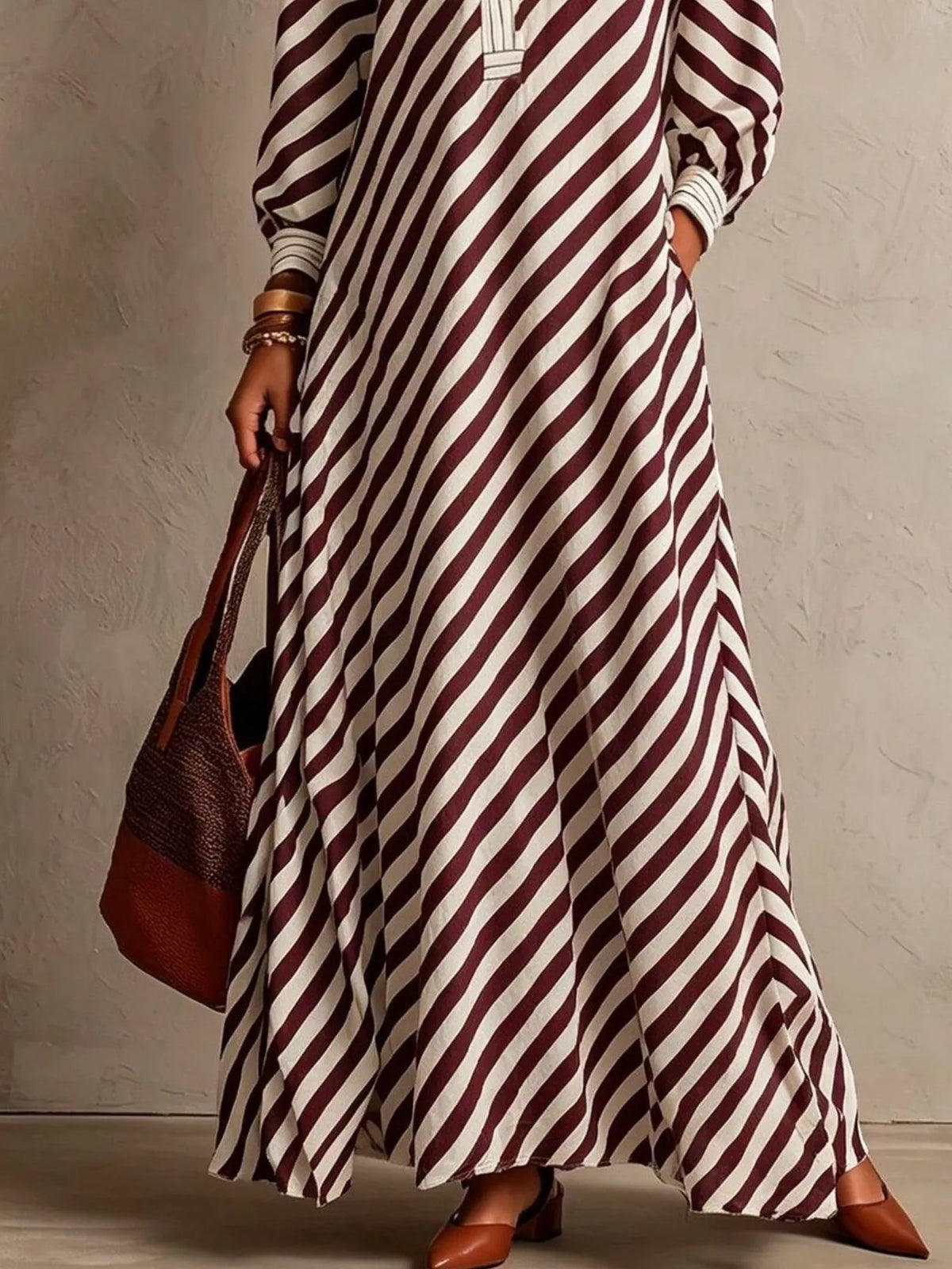 Striped Long Sleeve Maxi Dress